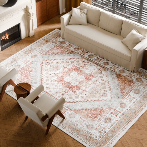 

VEVOR Alfombra Suave de 2,7x3,7 m Alfombra de Área Pelo Corto Antideslizante Resistente al Desgarro Elegante Ideal para Dormitorio, Oficina, Sala de Estar, Habitación Infantil, Entrada, Marrón Rojo