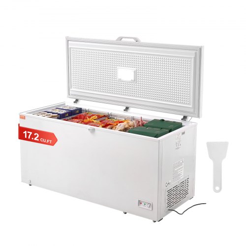 

VEVOR Congelador Horizontal Grande de 488 L y 4 Cestas Extraíbles Independientes con Puerta Abierta Superior con Tapa de Bloqueo Temperatura Ajustable de 7 Niveles Iluminaciones LED 6 Ruedas