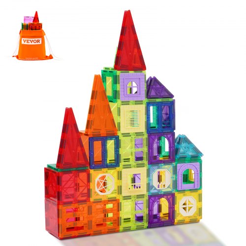 

VEVOR 32 Piezas de Bloques Magnéticos para Niños Juego de Construcción con Imán y Bolsa de Almacenamiento, Juguete Apilable Sensorial de Construcción Educativa STEM para Niños de 3 Años en Adelante