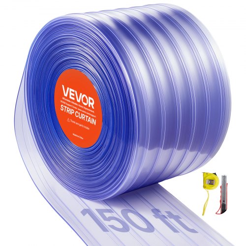

VEVOR Cortina de Puerta Plástico Largo de 45,72 m Ancho de 0,3 m, Rollo de Tiras de PVC Espesor de 3 mm, Cortina de Tiras para Puertas de Supermercado, Entrada, Almacén, Centros Comerciales, Garaje