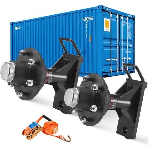 

VEVOR Ruedas para Contenedor de Envío, 3200 kg, 6 Orificios, Eje Resistente con Correa de Amarre de Trinquete, Capacidad de Movimiento 6 a 12 m, Transporte Seguro a Muelle, Almacén y Obra, Negro