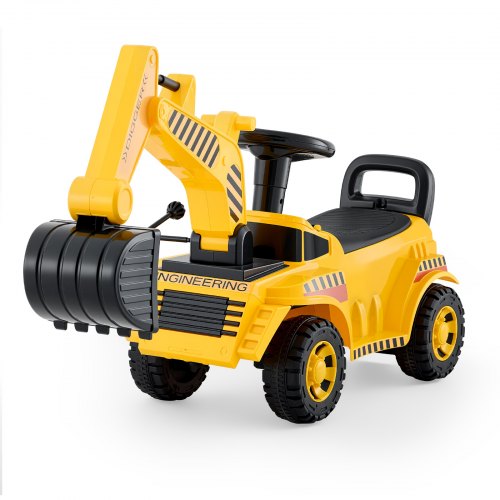 

VEVOR Coche Correpasillos para Niños, Excavadora de Juguete de 1070 x 290 x 540 mm con Casco, Música y Pedales, Capacidad de Carga de 25 kg, Andador para Niños de 19 a 36 Meses, Amarillo