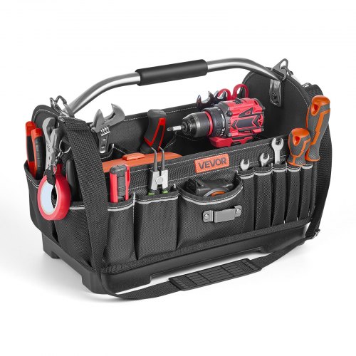

VEVOR Bolsa de Herramientas de 410 mm con 33 Bolsillos, Apertura Superior, Bolsa Organizadora Portátil con Correa Ajustable, Base, Asa, Cremallera Grande para Mecánicos Contratistas Electricistas