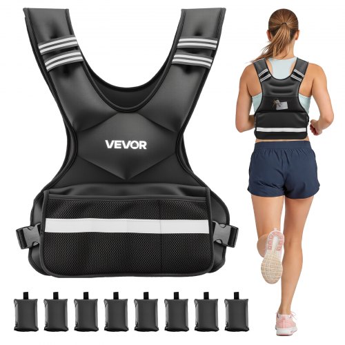 

VEVOR Chaleco Lastrado Ajustable de 18,26 kg, Chaleco Ponderado con Forma de X, con 8 Paquetes de Pesas Extraíbles de 0,9 kg, para Entrenamiento de Fuerza, Correr, Fitness, Desarrollo Muscular