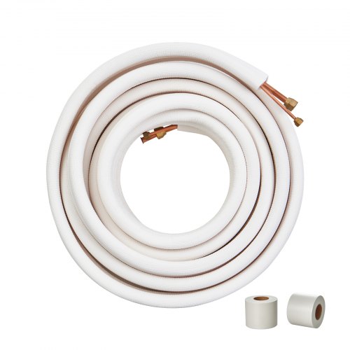 

VEVOR Juego de mini líneas divididas de 50 pies tubos de cobre diámetro exterior 1/4" y 1/2" y aislamiento de triple capa, para mini aire acondicionado dividido equipos HVAC con embalaje de tiras