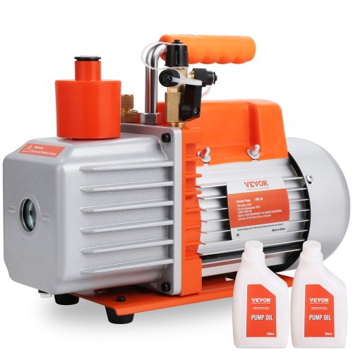

VEVOR Bomba de Vacío de Paletas Rotativas 7 CFM 370W Bomba de Vacío de Aire Acondicionado 2 Etapas SAE 1/4" y 3/8" Entrada Macho ACME de 12,7 mm para Reparación de HVAC Mantenimiento de Refrigeración