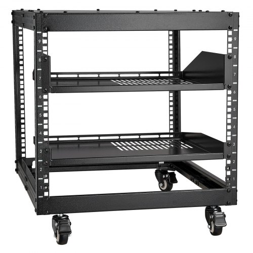 

VEVOR 9U Rack de servidor de marco abierto, profundidad ajustable de 23'' a 40'', rack de servidor de red independiente o de montaje en pared con ruedas de 360°, 4 postes resistentes que sostienen todos sus equipos de red, TI, equipos AV, enrutador