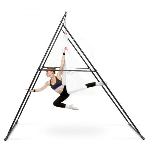 

VEVOR Soporte de Yoga con Estructura Triangular Capacidad de 200 kg, Soporte Aéreo de Tela con Espuma EVA y Hamaca de Yoga de 6,6 yardas, Ajuste Horizontal de 4 Niveles y Vertical de 6 Niveles