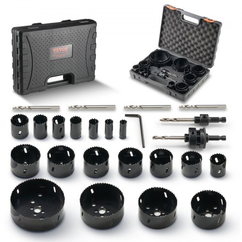 

VEVOR Kit de Sierra de Agujero, 18 Hojas de Sierra, 6 Brocas, 1 Llave Hexagonal, Juego de Sierra Perforadora Bimetálica M42 con Caja de Transporte para Tableros de Madera, Planchas de Hierro Plástico