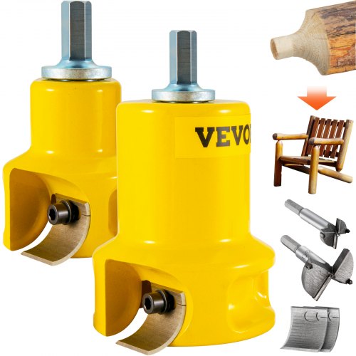 

VEVOR Cortador de espiga, 1\"/25,4 mm y 2\"/50,8 mm de diámetro, con cuchillas curvadas dobles y tornillos de botón, kit maestro para el hogar, cortador de muebles de troncos de aluminio y acero de pr
