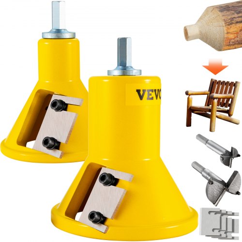 

Cortador de espiga VEVOR, 1\"/25,4 mm y 2\"/50,8 mm de diámetro, con cuchillas rectas dobles y tornillos de botón, kit maestro para el hogar, cortador de muebles de troncos de aluminio y acero de prim
