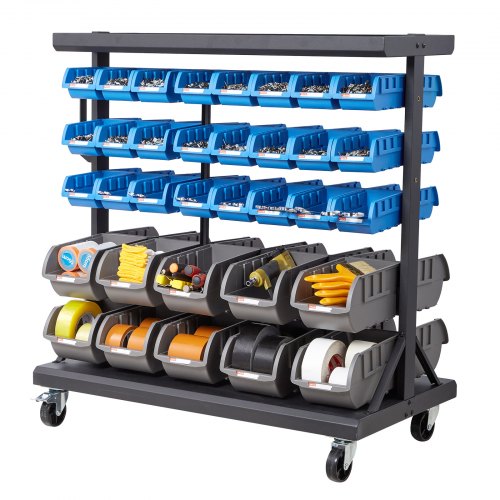 

VEVOR Estantería de Almacenamiento con Ruedas, 5 Niveles y Doble Cara, con Capacidad para 68 Contenedores de PP Surtidos, para Garaje, Almacén, Oficina, Restaurante y Aula, 900 x 500 x 950 mm
