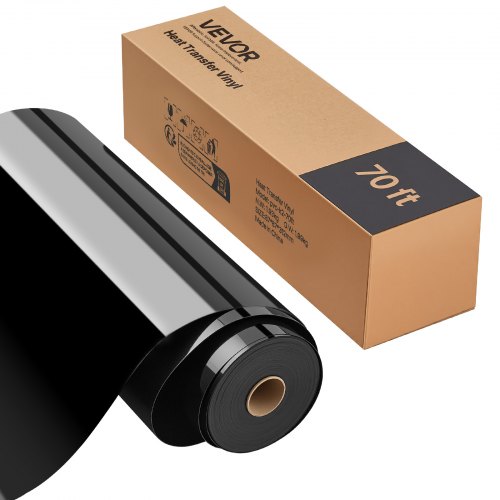 

VEVOR Rollo de Vinilo Termoadhesivo HTV 304,8 x 21336 mm Vinilo de Transferencia Térmica Fácil Cortar/Despegar Fuerte Adhesión Compatible con Máquina de Corte, para Varios Materiales, Negro Brillante