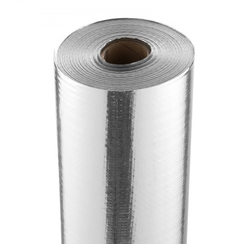 VEVOR Aislamiento Térmico Reflectante Doble 76,2x1,22 m Rollo de Aislamiento Térmico de Barrera Radiante de Tela Tejida de PE Espesor de 0,165 mm Papel de Aluminio para Ventana, Techo de RV