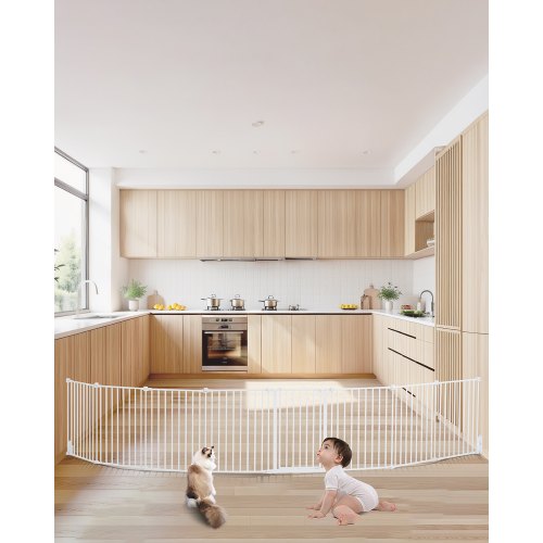 

VEVOR Puerta para Bebés Plegable de 8 Paneles, 487,7 cm de Ancho Extra, Blanco