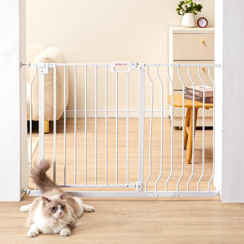 

VEVOR Barrera de Seguridad Extensible Ancho de 75-123 cm Altura de 76 cm Cierre Automático Puerta de Escalera sin Taladrar Ancho de Apertura de 533 mm a 180° Valla para Niños para Interior
