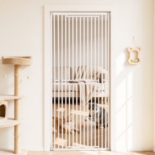

VEVOR Barrera de Seguridad para Gatos y Perros, Ancho Ajustable de 700 - 860 mm, Alto Extra de 200 cm, Valla de Seguridad para Mascotas, Cierre Automático, con Kit de Instalación, para Hogar, Blanco