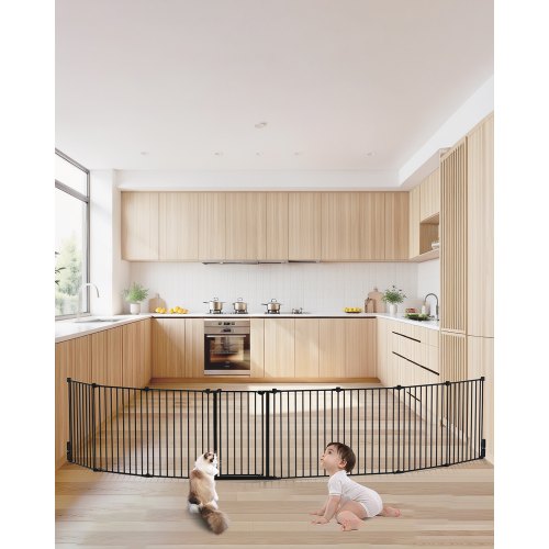 

VEVOR Puerta para Bebés Plegable de 8 Paneles, 487,7 cm de Ancho Extra, Negro