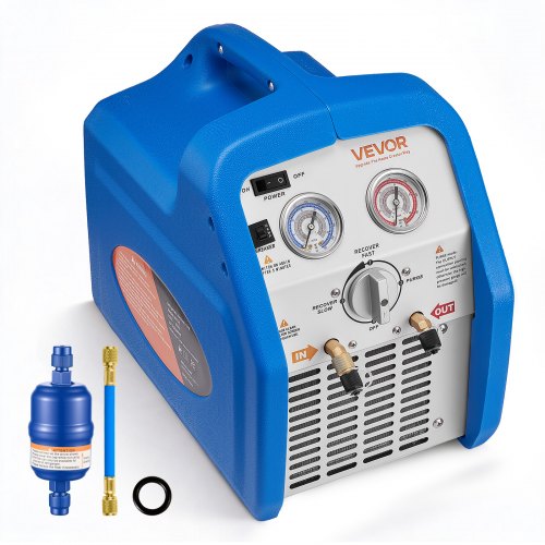 

VEVOR Máquina Portátil de Recuperación de Refrigerante 3/4 HP, Máquina de Recuperación con Protección de Alta Presión 2,2 kg/min Velocidad de 1450 rpm, Cilindro Único, para Vapor Líquido Refrigerante