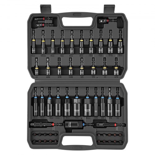 VEVOR Juego de Llaves de Vaso 55 Piezas, Vasos Hexagonales Magnéticos, con Puntas de Destornillador Barra de Extensión Caja de Herramientas, Kit para Reparación de Autos Renovación de Hogar Bricolaje