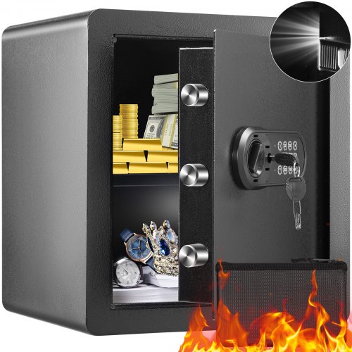 

VEVOR Caja Fuerte para Hogar 51 L Caja Fuerte de Seguridad de Acero con Teclado Digital y 2 Llaves, Caja Fuerte de Armario con Bolsa Ignífuga, para Proteger Dinero, Oro, Joyas, Hotel, 400x330x430 mm