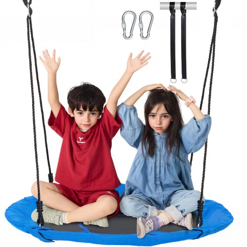 

VEVOR Columpio de árbol, columpio de platillo de 40 pulgadas, capacidad de peso de 750 libras, asiento de columpio de tela Oxford 900D con 2 correas para colgar en el árbol y cuerdas ajustables de múltiples hilos, columpio redondo para niños al aire libre