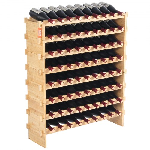 

VEVOR Botellero Apilable de Vino 72 Botellas Estante de Almacenamiento de Bambú 898x250x1035 mm Botellero Independiente de 8 Niveles Estantes sin Sacudidas para Cocina, Bar, Bodega, Color Natural