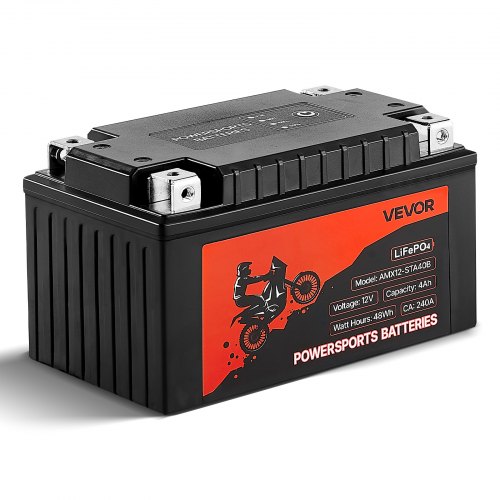 

VEVOR Batería de Motocicleta, 12 V 4 Ah, Batería de Litio LiFePO4 Precargada, sin Mantenimiento y de Alto Rendimiento, Compatible con la Mayoría de las Marcas Vehículos Todoterreno, Motocicletas