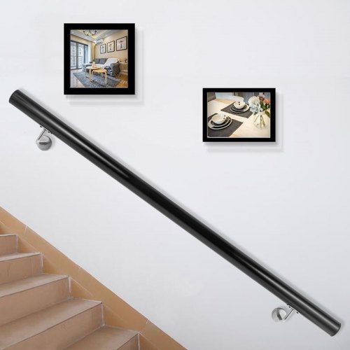 Pasamanos De Escaleras Barandilla De Aluminio De 122 Cm De Longitud Negra
