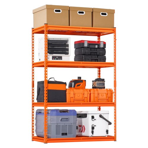 

VEVOR Estantes de Almacenamiento de 508 x 1016 x 1524 mm con Carga de 1089 kg, Estanterías de Garaje Resistentes de 4 Niveles, Estantes de Metal Ajustables para Cocina, Almacén, Sótano, Naranja