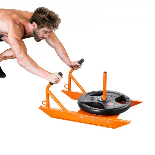

VEVOR Trineo de Tracción para Entrenamiento de Velocidad y Fuerza con Pesas, con Asa, Acero, para Ejercicios Atléticos y Mejora de la Velocidad, Color Naranja, Barras de Soporte, 690 x 440 x 370 mm