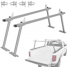VEVOR Portaequipajes para Coche de Aluminio Barras Transversales Universales Carga de 362,9 kg Portaequipajes para Camiones 1,8 x 0,71 x 0,2 m con 4 Abrazaderas Longitud Ajustable de 900-1870 mm Plata