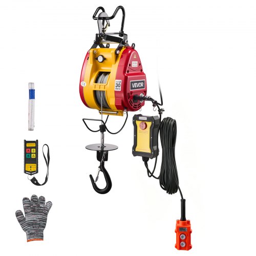 VEVOR Cabrestante Eléctrico 2 en 1, Carga de 300 kg, 1500 W, Altura de Elevación de 30 m, Velocidad de 18,9 m/min con Control Remoto con Cable e Inalámbrico para Fábricas, Almacenes y Talleres