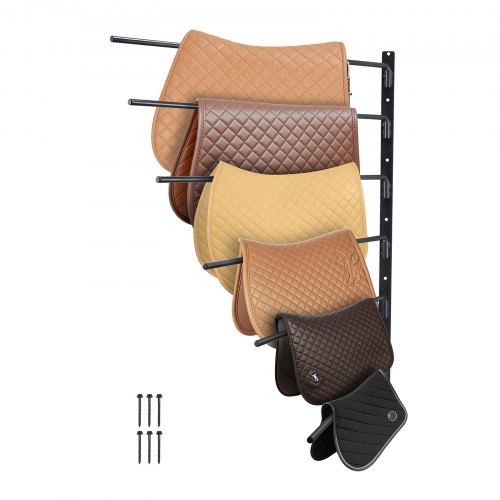 

VEVOR Soporte para Sillín de Pared de 78,5 x 76,0 x 14,0 cm, Soporte para Sillín Abatible de Seis Niveles, Soporte para Mantas y Almohadillas para Caballos para Organizar el Cuarto de Aperos, Negro