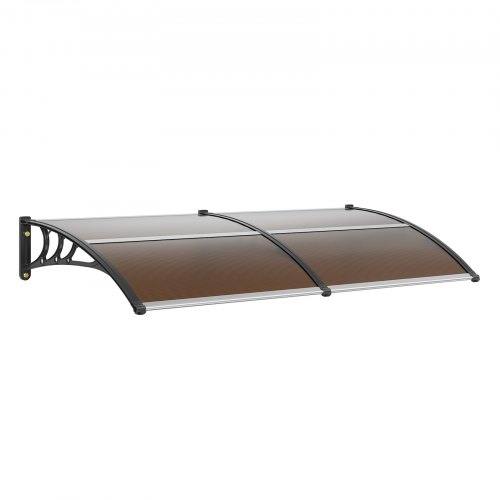 

VEVOR Toldo para Puerta de Entrada 965x1987 mm Marquesina para Puerta Exterior Tejadillo de Protección Transparente de PC Soporte de ABS Resistente UPF 50+ Protección contra UV, Lluvia, Nieve, Marrón