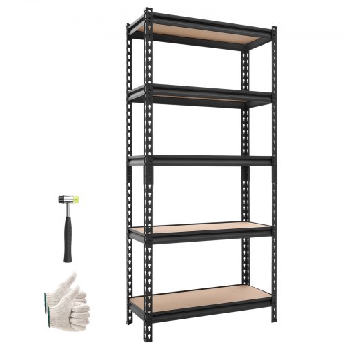

VEVOR Estantería Almacenaje Metálica de 5 Niveles 72 x 31 x 152 cm, Estantería Multiusos Altura Ajustable Capacidad 907 kg en Total con Estructura de Acero para Garaje Trastero Dormitorio Hogar Sótano