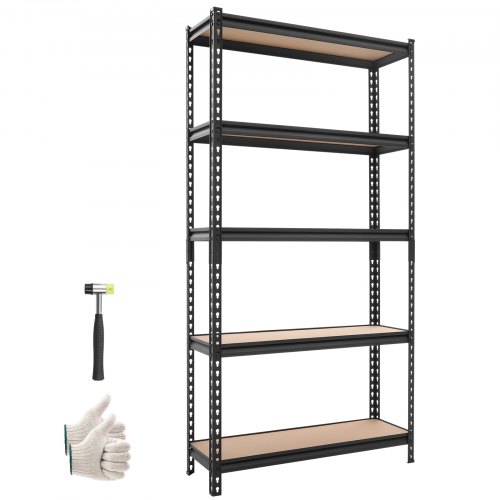 

VEVOR Estantería Almacenaje Metálica de 5 Niveles 923 x 309 x 1813 mm, Estantería Multiusos Altura Ajustable, Capacidad 1360 kg en Total con Estructura de Acero para Garaje Sótano Trastero Dormitorio
