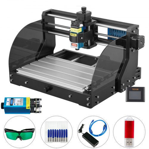 

VEVOR CNC 3018 Pro Router CNC 5,5W Láser, 3 Ejes, Control GRBL, Máquina de Grabado Láser, Fresadoras para Madera 300 × 180 × 45 mm, para Tallado Fresado Plástico, Acrílico, PVC, Madera