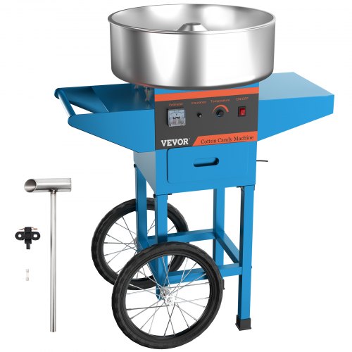 

VEVOR Máquina de Algodón de Azúcar 220V Azul Algodonera de Azúcar Cotton Candy Machine Máquina Profesional para Hacer Nubes de Azúcar con Carrito