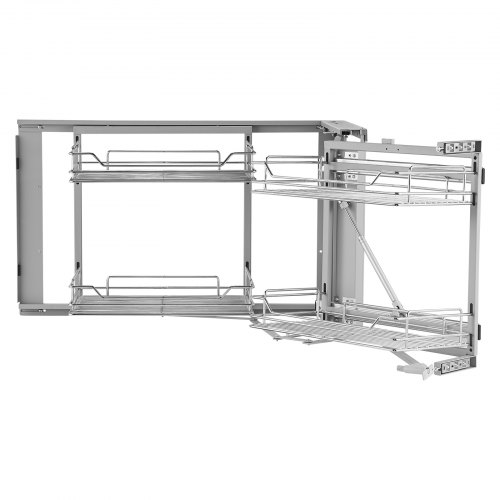 

VEVOR Organizador Extraíble de Esquina Ciega, Organizador de Gabinete Cocina 2 Niveles y 4 Estantes, Acero al Carbono con Cromo Mágico, Compatible con Apertura Izquierda y Derecha, 860 x 535 x 560 mm