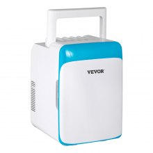 VEVOR Mini Nevera Pequeña Portátil 10 L 220 V/12 V 48 W Mini Refrigerador Mini-Frigorífico Portátil Azul con Función de Frío y Calor para Maquillaje Cuidado la Piel Material ABS Coche