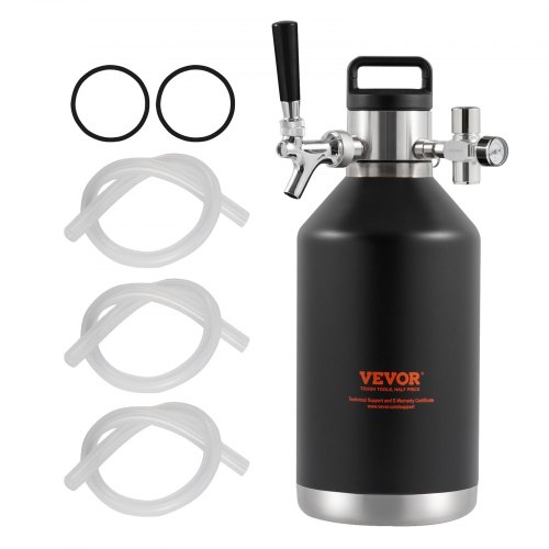

VEVOR Mini Barril de Cerveza Portátil 4 L Mini Barril Presión Ajustable 0~30 PSI de Acero Inoxidable Sistema de Grifo Aislado a Presión para Mantener Cerveza Carbonatada Fresca para Camping Pícnic