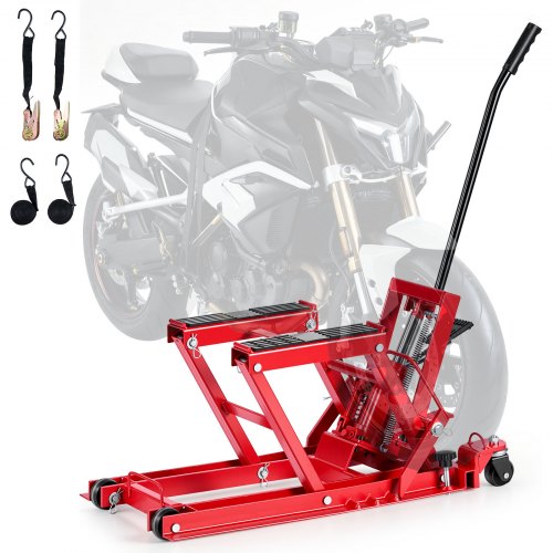 

VEVOR Elevador Hidráulico de Motocicletas Capacidad de Carga de 680 kg, Plataforma Elevadora para Motocicletas con 4 Ruedas, Elevación de 115-385 mm, Soporte Estable para ATV, Talleres, Garajes