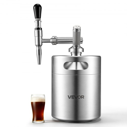 VEVOR Cafetera Nitro Cold Brew 4 L, Cuerpo del Tanque de Acero Inoxidable, con Dispensador y Válvula de Alivio de Presión, Material Apto para Uso Alimentario, para Café Frío, Té, Leche, Zumo