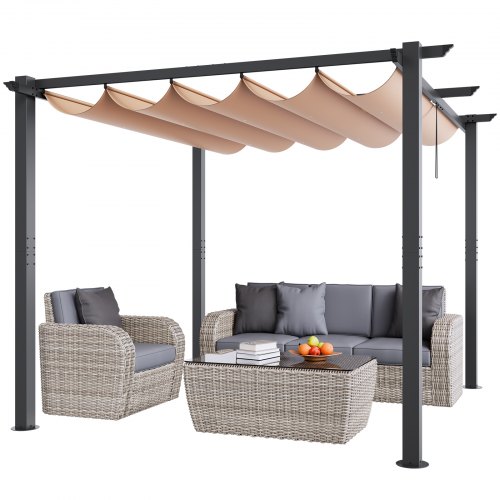 

VEVOR Pérgola Retráctil de Aluminio con Dosel Beige de 3x3x2,3 m para Exterior