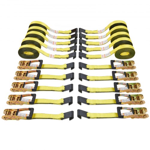 

VEVOR 10 Piezas Correas de Trinquete con Gancho Plano Resistencia a la Rotura de 4536 kg Incluye 10 Bridas de Trinquete 0,05 m x 9 m con Asas Acolchadas para Motocicletas Portaequipajes Remolques