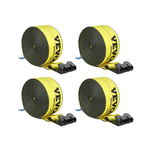 

VEVOR Correa para cabrestante de 4" x 30 pies, 4 Piezas, carga de 2,7 T, resistencia a la rotura 8,2 T, correas para camión con gancho plano, control de carga para remolques, granjas, amarillo