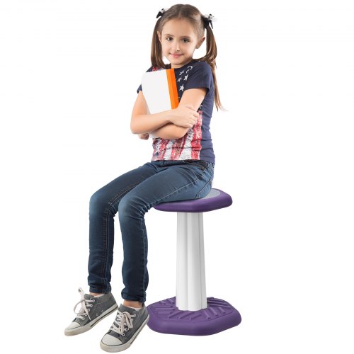 

VEVOR Silla Oscilante para Niños, Silla Activa con Cojín de Esponja, Taburete Oscilante 340 x 320 x 450 mm para Mejorar la Concentración, la Postura y la Calma para Niños de 7 a 14 Años, Morado