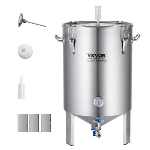 

VEVOR Fermentador de Cerveza de 60L, Hervidor de Acero Inoxidable 304, Fermentador de Cubo de Cerveza para Elaboración de Cerveza, Suministros de Elaboración Casera con Base