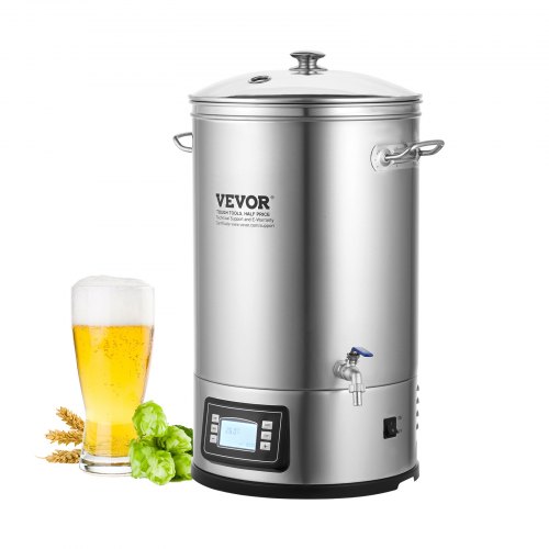 

VEVOR Sistema de Elaboración de Cerveza, Olla de Preparación de 35 L, Cervecería Casera Todo en Uno, Suministros de Elaboración de Cerveza de Acero Inoxidable con Panel, 415 x 370 x 660 mm